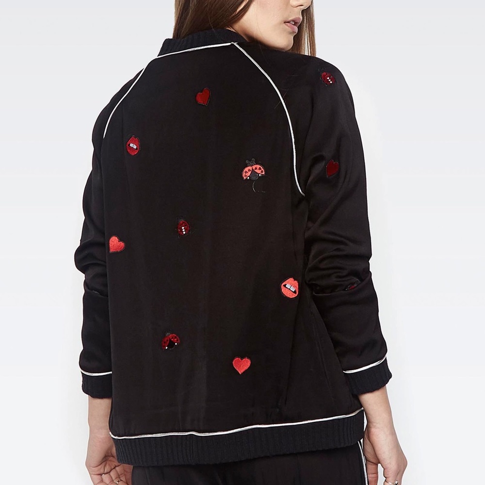 Lauren Moshi PARIS LADYBUG LOVE KISS Bomber Jacket